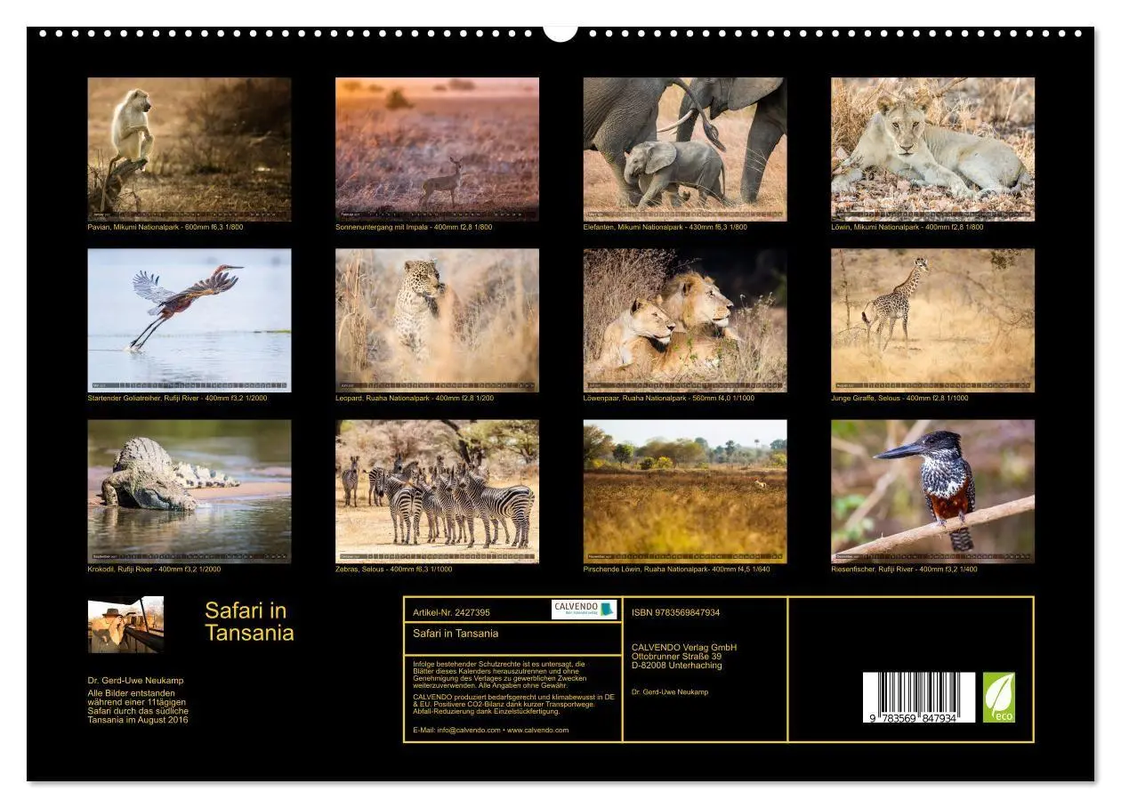 Bild: 9783569847934 | Safari in Tansania (hochwertiger Premium Wandkalender 2027 DIN A2...
