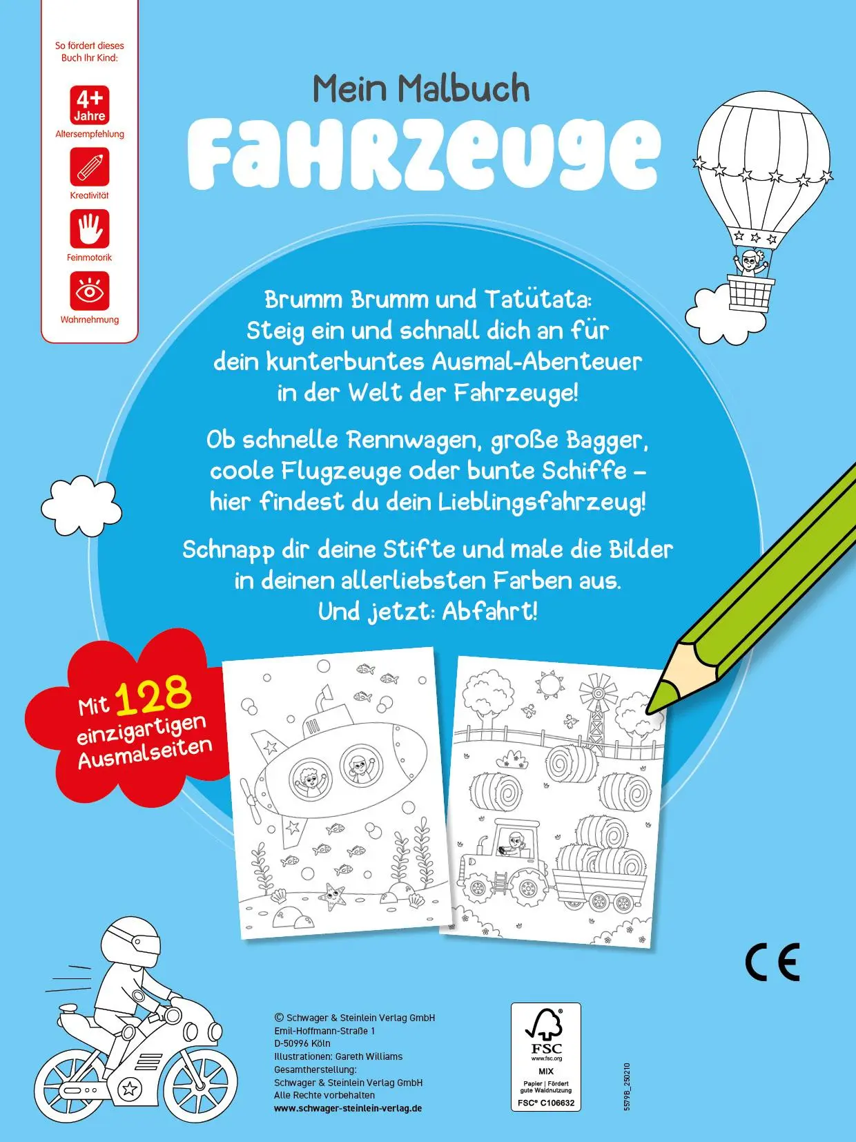 Rückseite: 9783849947934 | Mein Malbuch Fahrzeuge | Schwager &amp; Steinlein Verlag | Taschenbuch