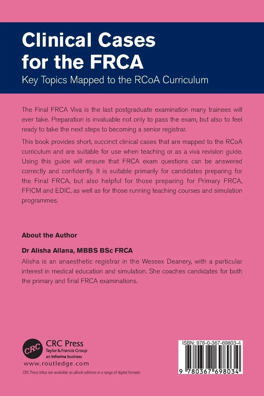 Rückseite: 9780367698034 | Clinical Cases for the FRCA | Key Topics Mapped to the RCoA Curriculum