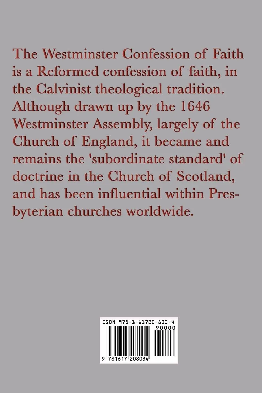 Rückseite: 9781617208034 | Westminster Confession of Faith | Anonymous | Taschenbuch | Englisch