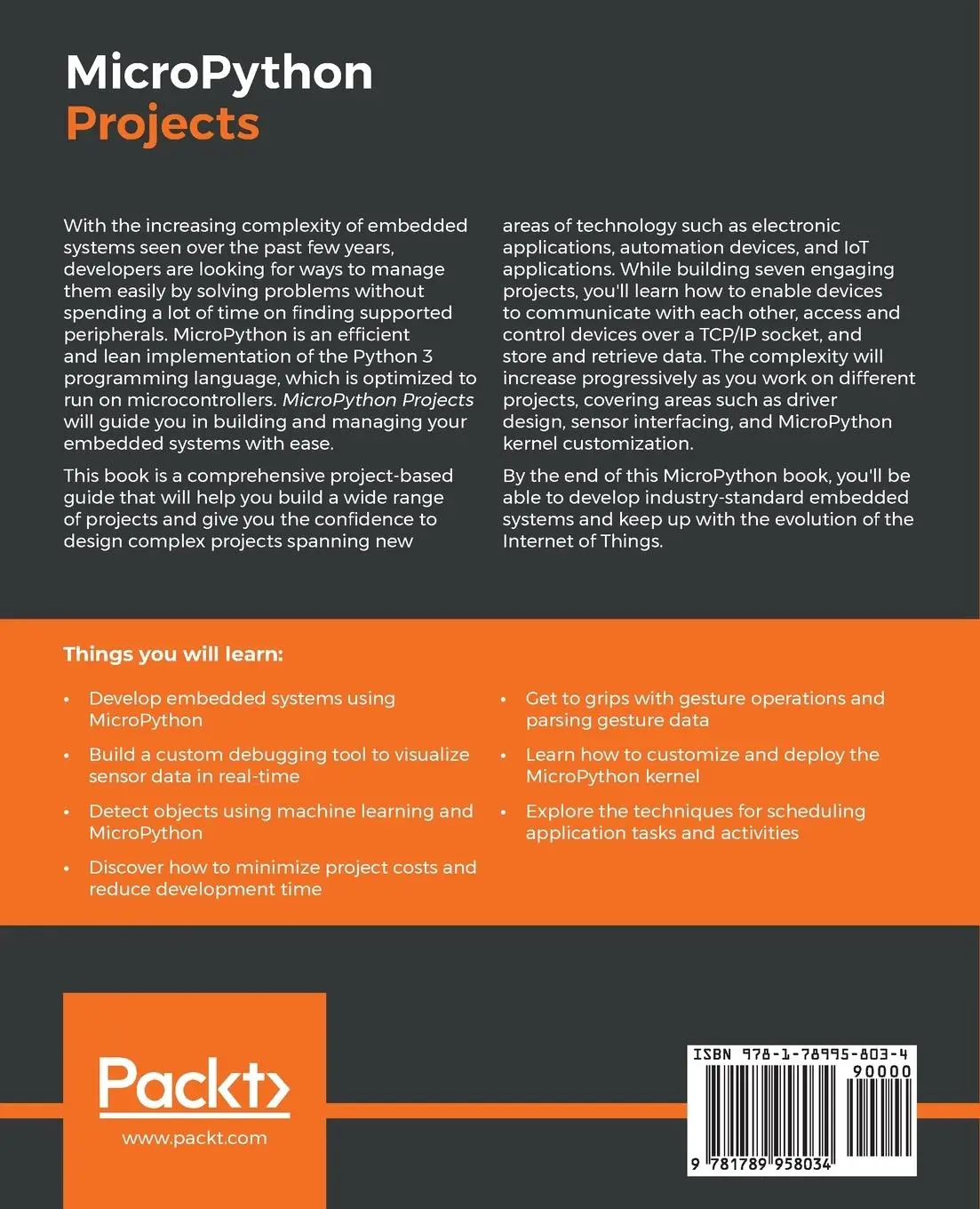 Rückseite: 9781789958034 | MicroPython Projects | Jacob Beningo | Taschenbuch | Englisch | 2020