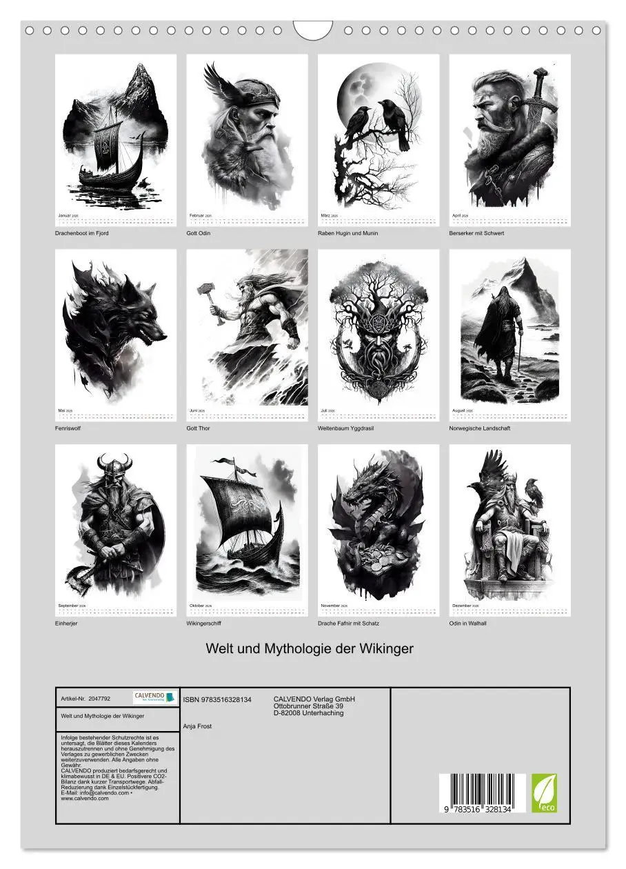 Bild: 9783516328134 | Welt und Mythologie der Wikinger (Wandkalender 2026 DIN A3 hoch),...