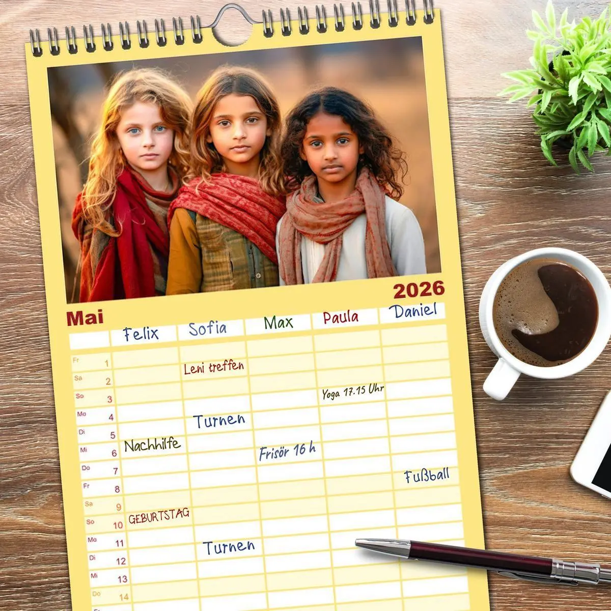 Bild: 9783516498134 | Familienplaner 2026 - Kinder verzaubern uns mit 5 Spalten...