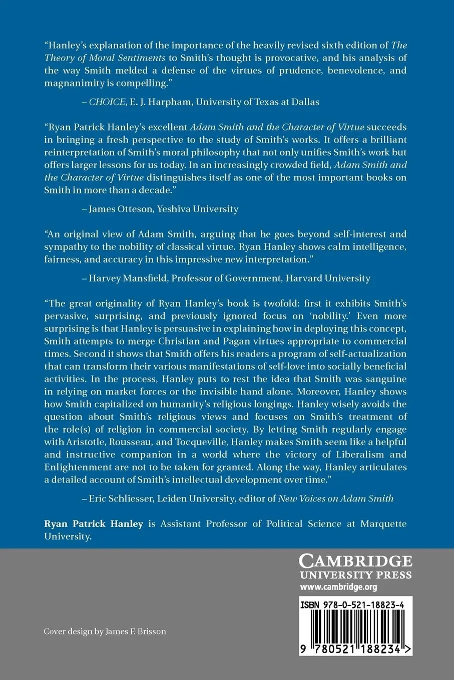 Rückseite: 9780521188234 | Adam Smith and the Character of Virtue | Ryan Patrick Hanley | Buch