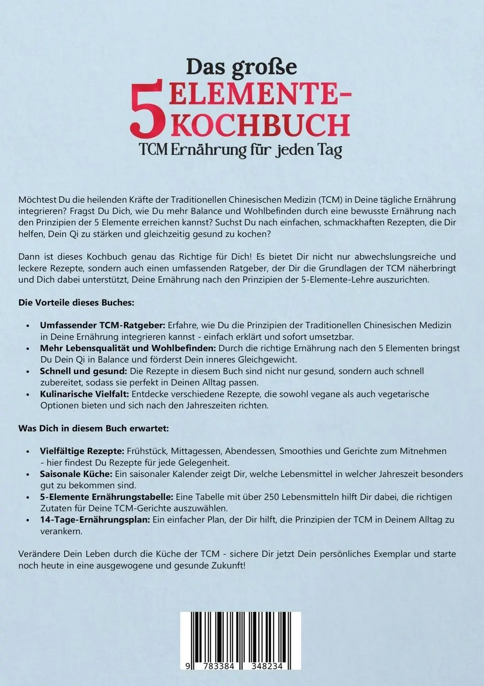 Rückseite: 9783384348234 | Das große 5-Elemente-Kochbuch - TCM Ernährung für jeden Tag | Buch