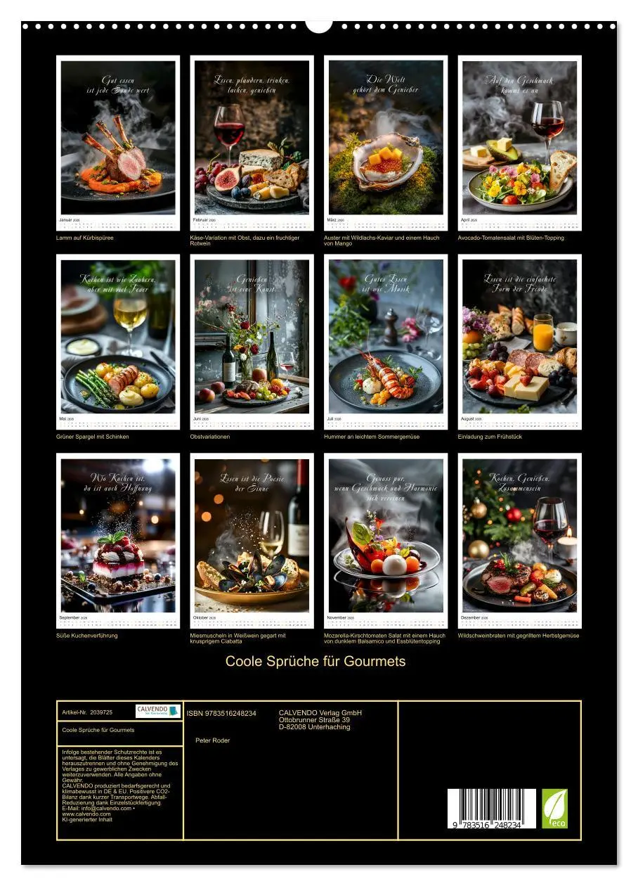 Bild: 9783516248234 | Coole Sprüche für Gourmets (hochwertiger Premium Wandkalender 2026...