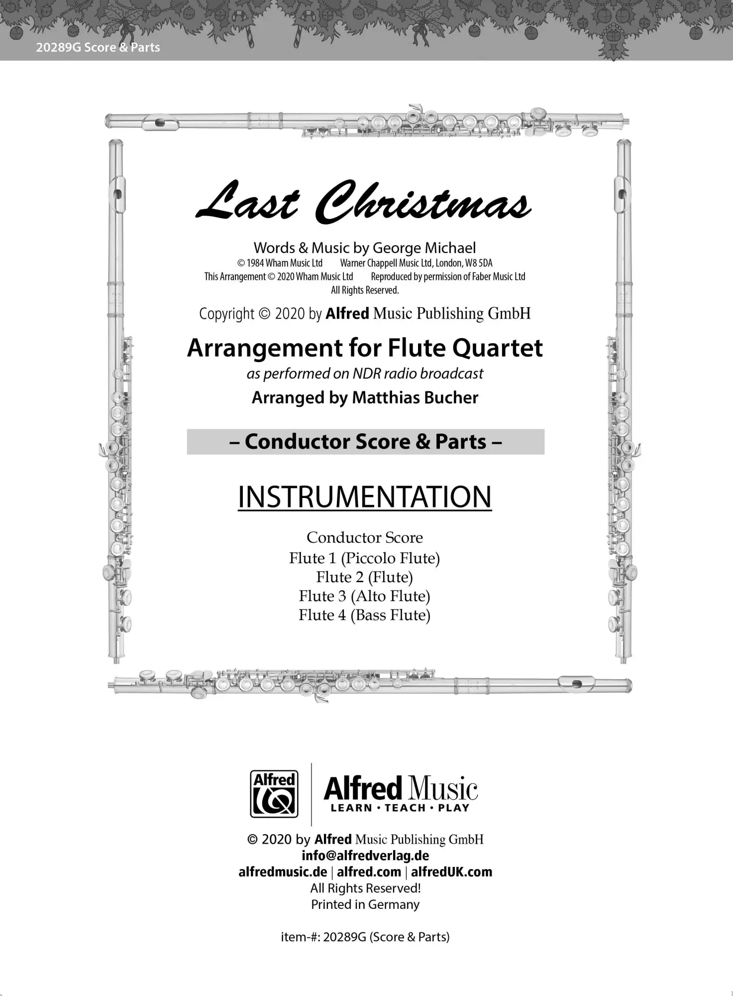 Cover: 9783947998234 | Last Christmas, Partitur m. 4 Einzelstimmen | Matthias Bucher | Buch
