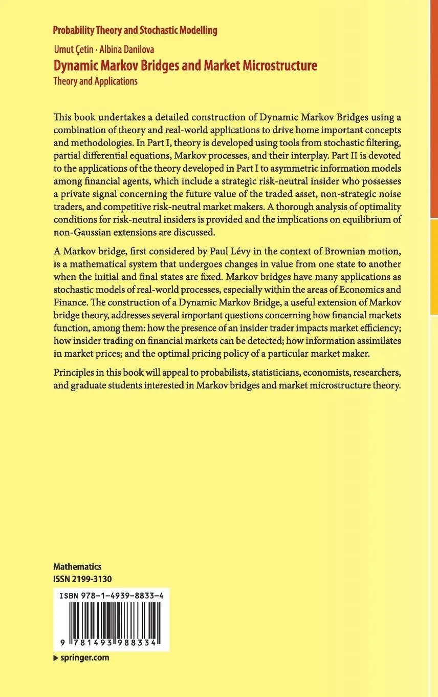 Rückseite: 9781493988334 | Dynamic Markov Bridges and Market Microstructure | Danilova (u. a.)