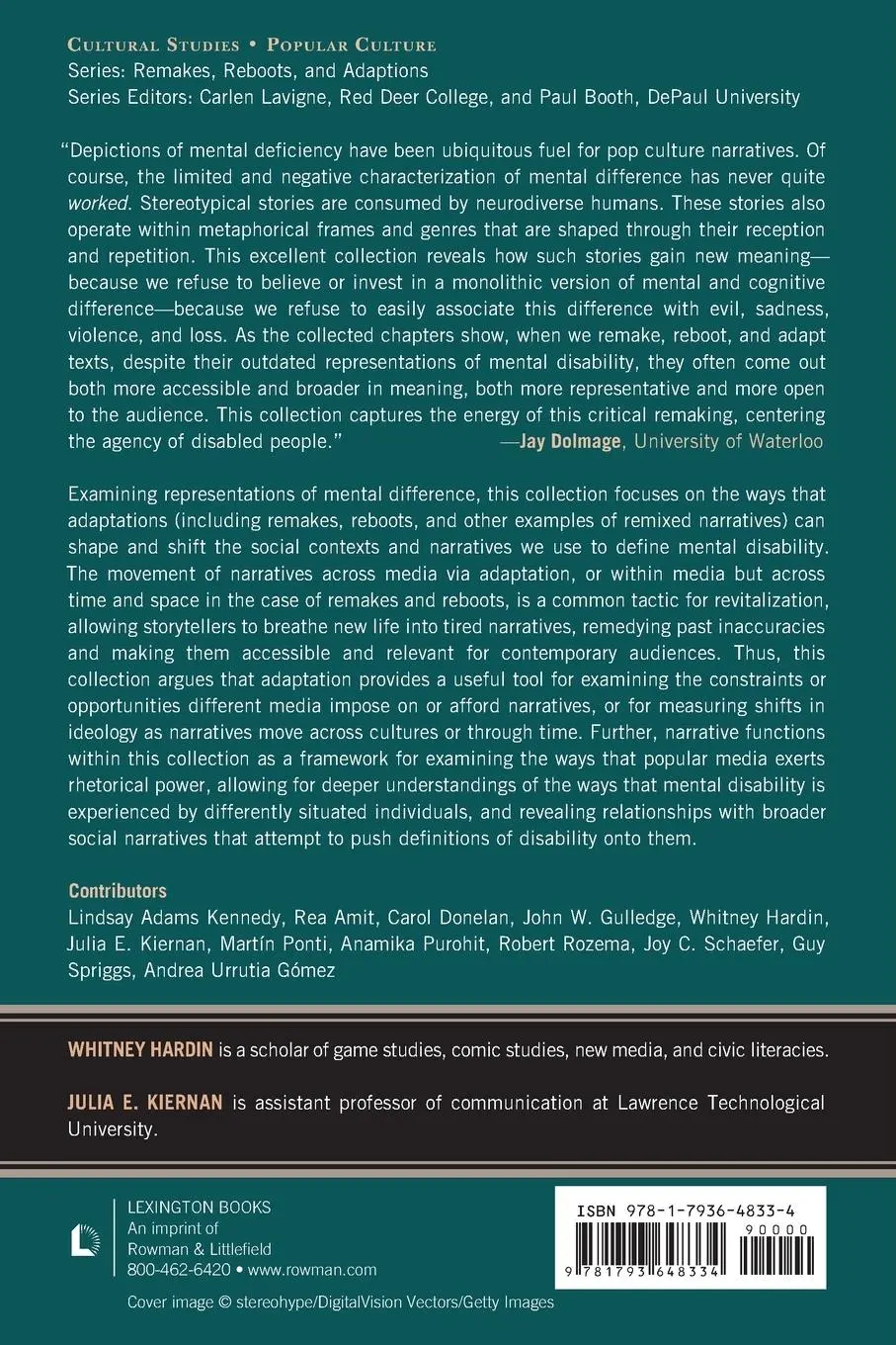 Rückseite: 9781793648334 | Adaptations of Mental and Cognitive Disability in Popular Media | Buch