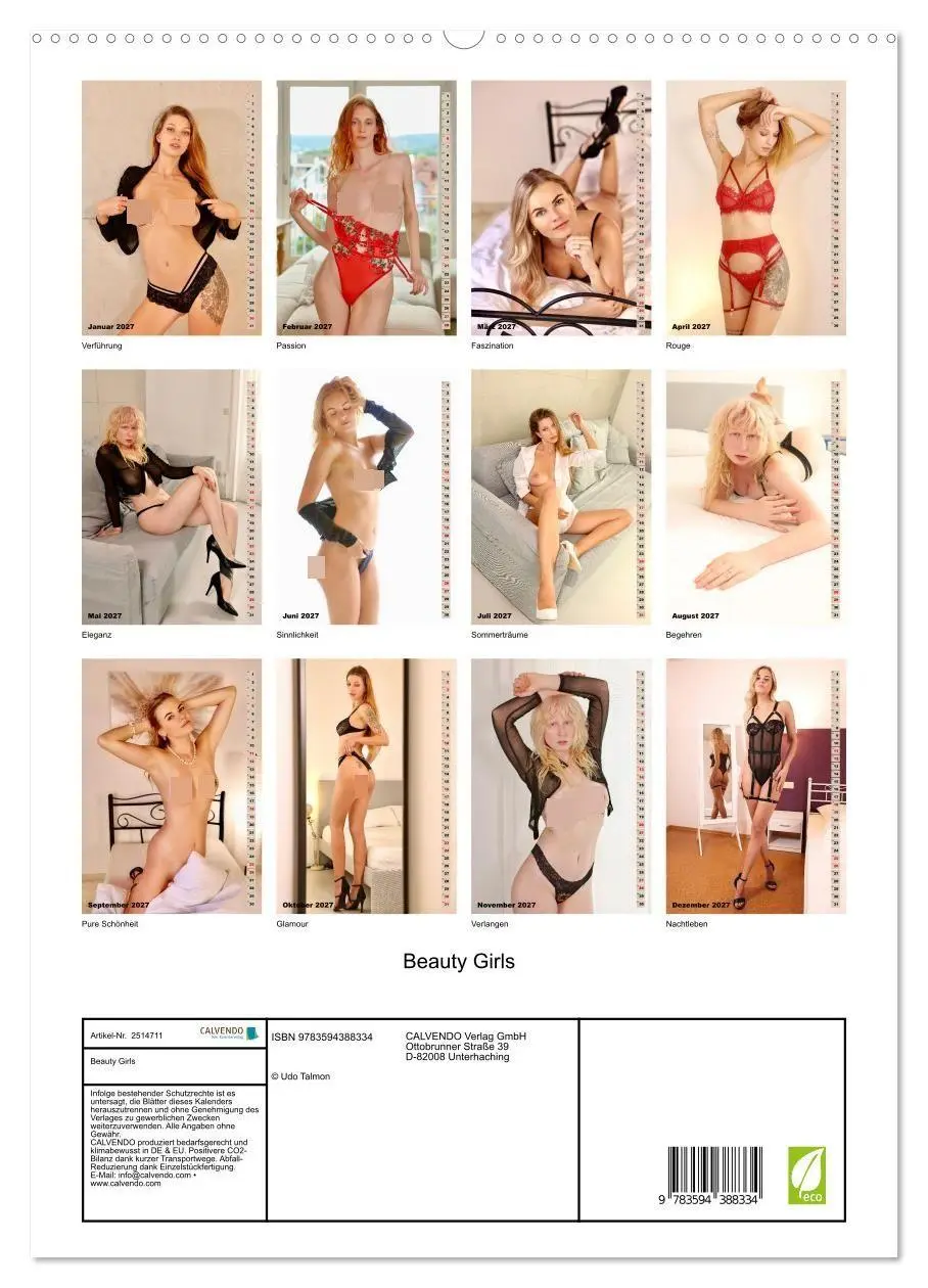 Bild: 9783594388334 | Beauty Girls (hochwertiger Premium Wandkalender 2027 DIN A2 hoch),...