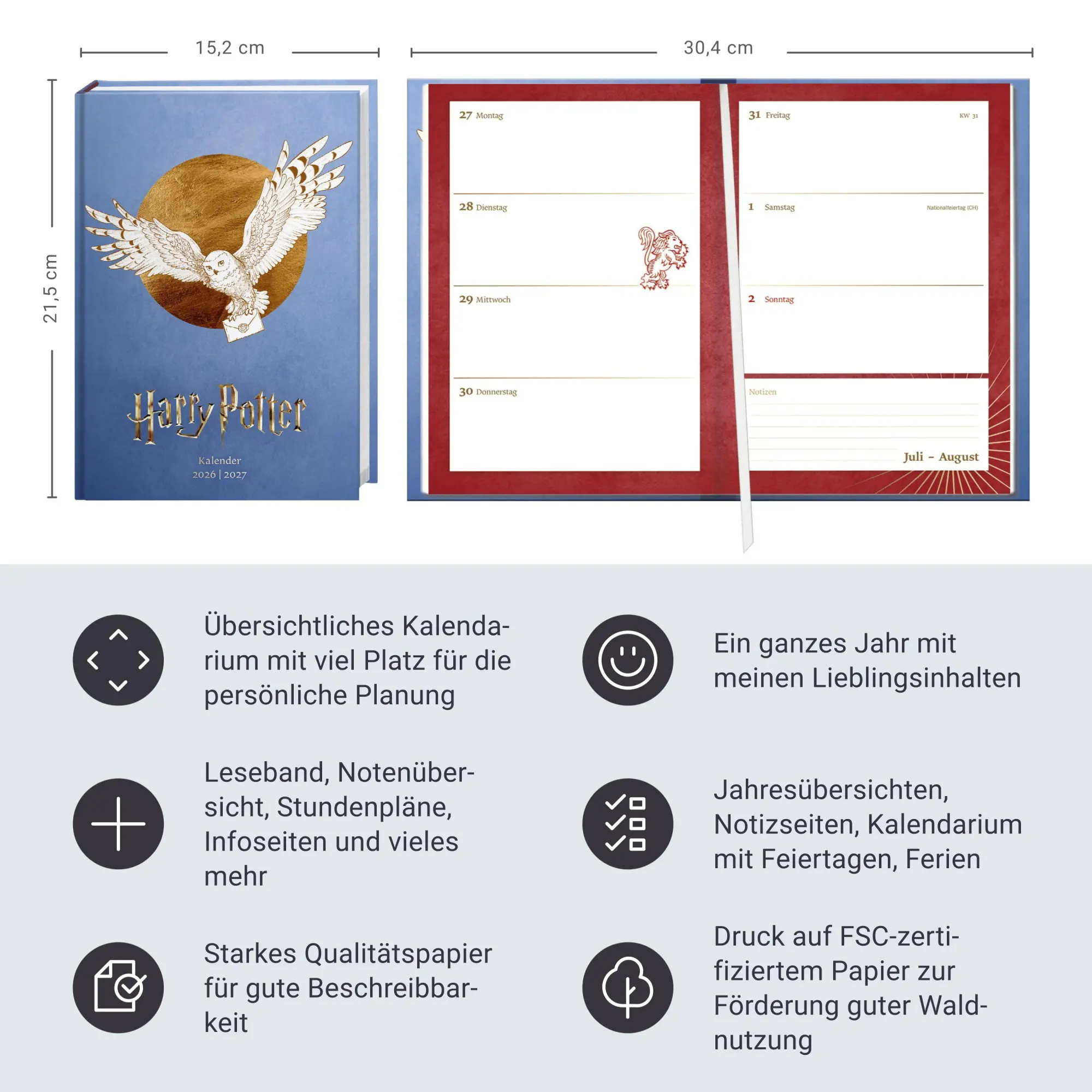 Bild: 9783756418534 | Harry Potter 17-Monats-Kalenderbuch A5 Hedwig 2027 - 17 Monate. Von...