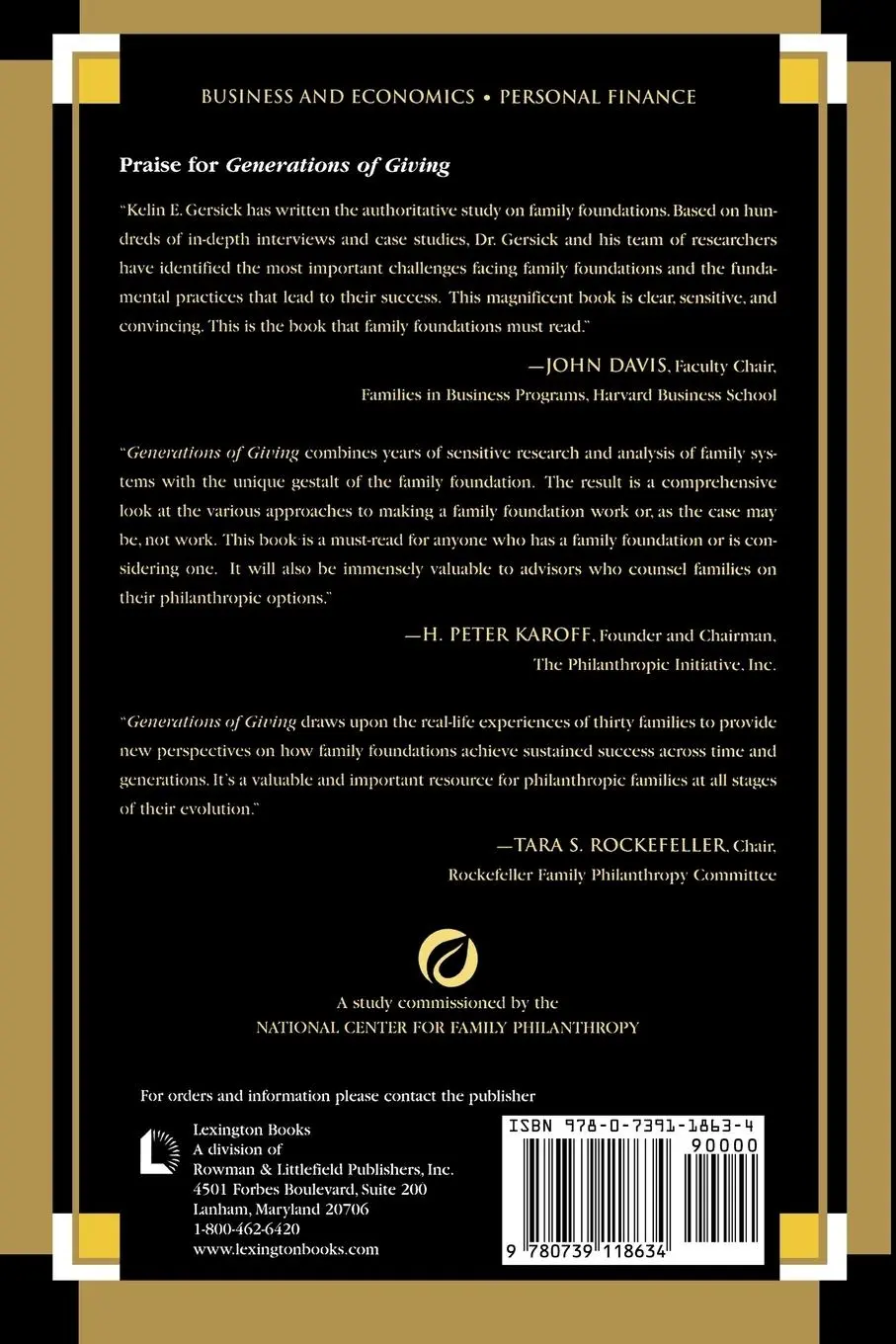 Rückseite: 9780739118634 | Generations of Giving | Kelin E. Gersick (u. a.) | Taschenbuch | 2006