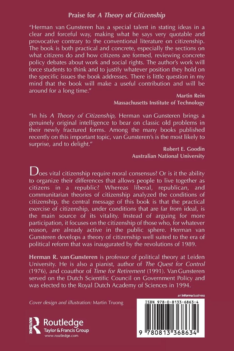 Rückseite: 9780813368634 | A Theory Of Citizenship | Herman R. van Gunsteren | Taschenbuch | 1998