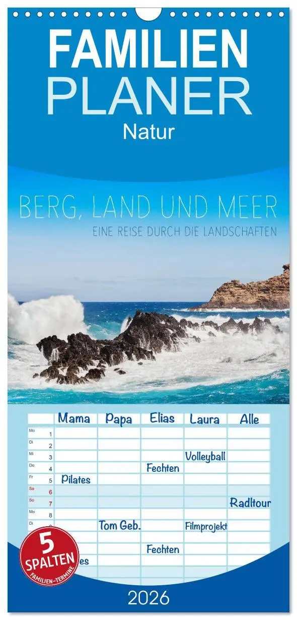 Cover: 9783516518634 | Familienplaner 2026 - Berg, Land und Meer - Eine Reise durch die...