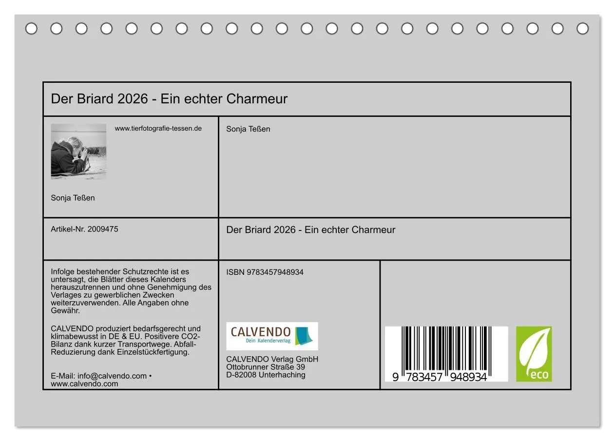 Bild: 9783457948934 | Der Briard 2026 - Ein echter Charmeur (Tischkalender 2026 DIN A5...