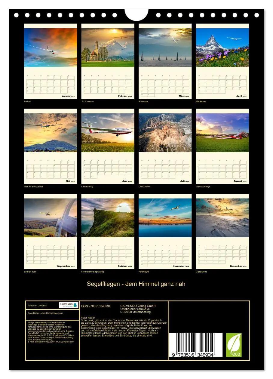 Bild: 9783516348934 | Segelfliegen - dem Himmel ganz nah (Wandkalender 2026 DIN A4 hoch),...