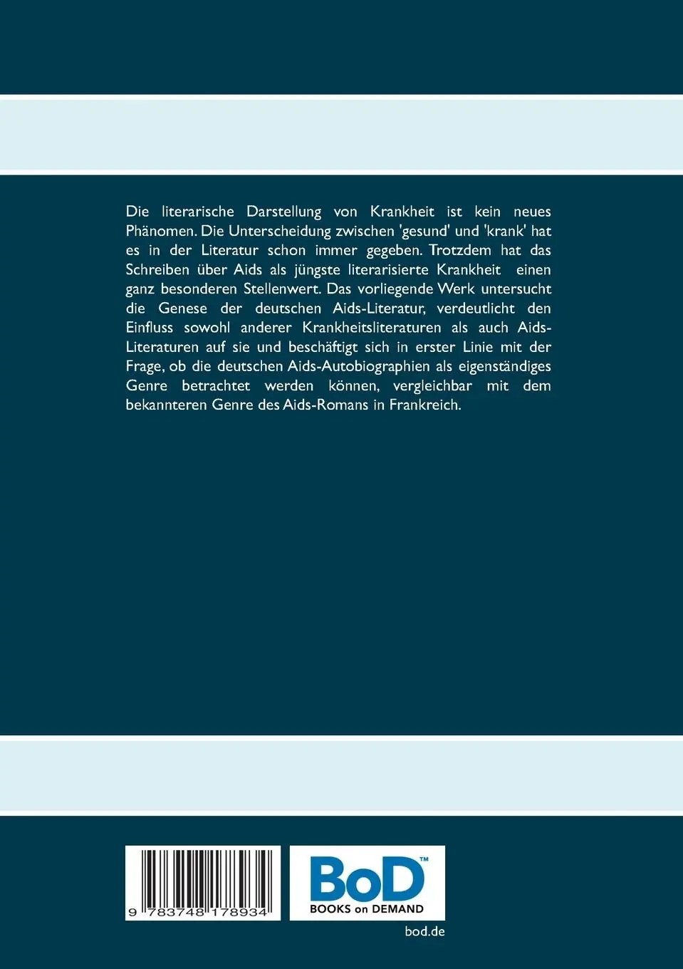 Rückseite: 9783748178934 | Die Literarisierung einer neuen Krankheitserfahrung | Anu Pande | Buch