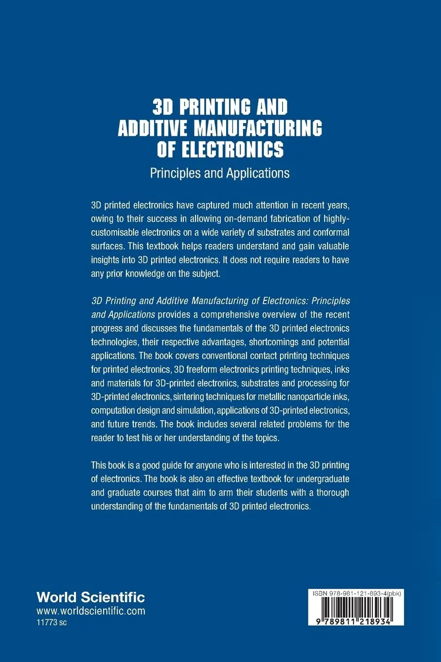 Rückseite: 9789811218934 | 3D PRINTING AND ADDITIVE MANUFACTURING OF ELECTRONICS | Chua | Buch