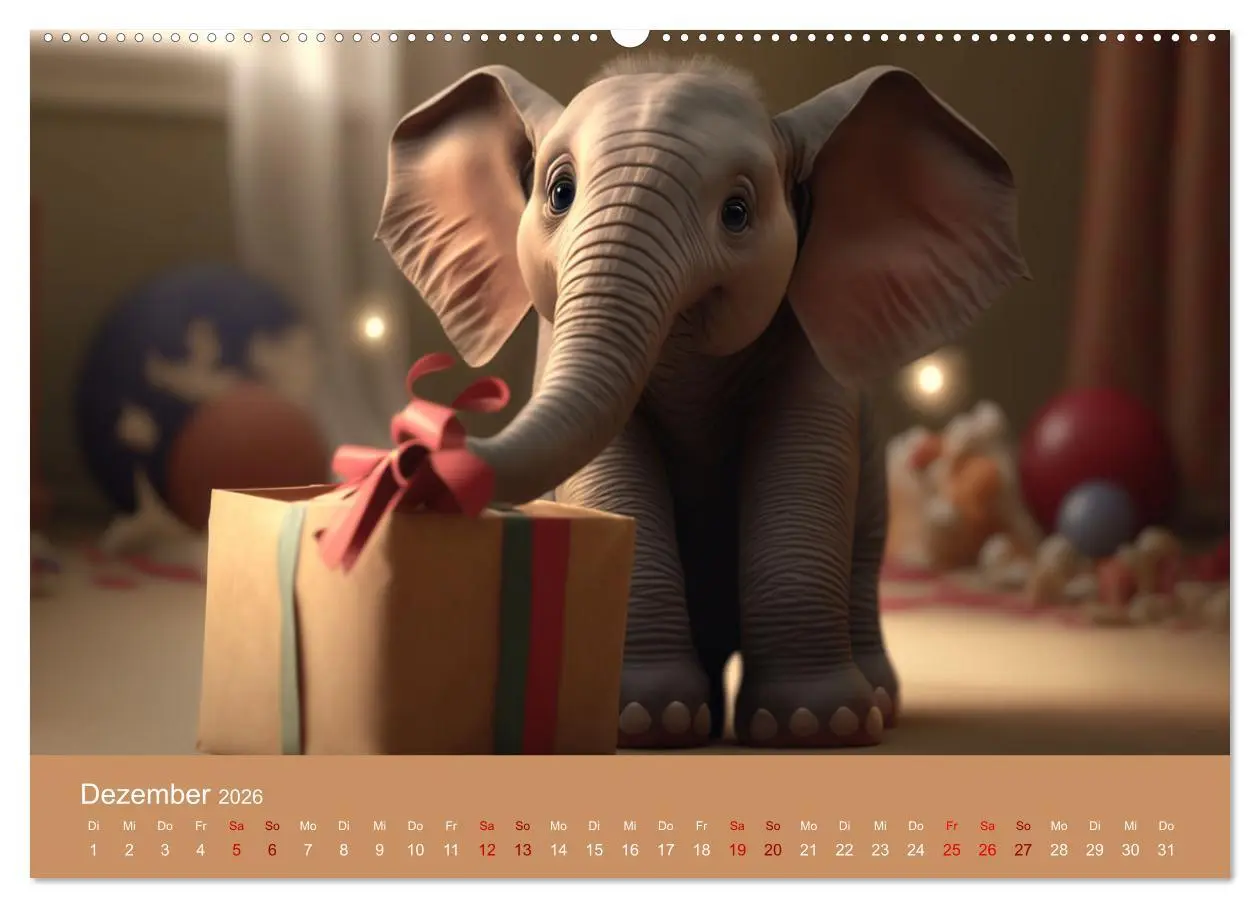 Bild: 9783457529034 | Die lustigen Dickhäuter. Ein Kalender für gute Laune (Wandkalender...