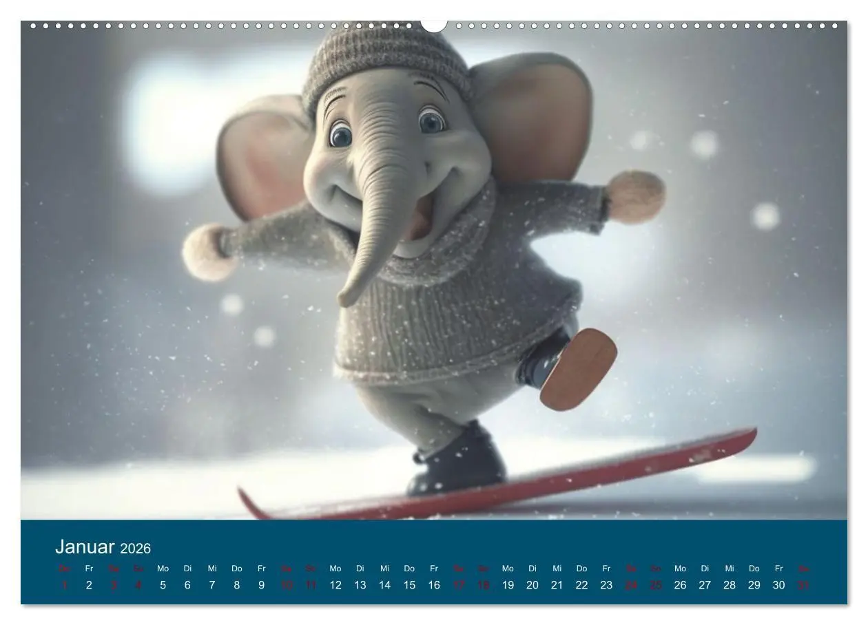 Bild: 9783457529034 | Die lustigen Dickhäuter. Ein Kalender für gute Laune (Wandkalender...