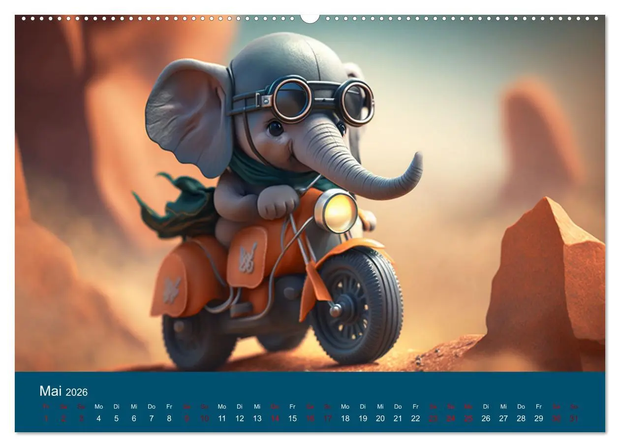 Bild: 9783457529034 | Die lustigen Dickhäuter. Ein Kalender für gute Laune (Wandkalender...