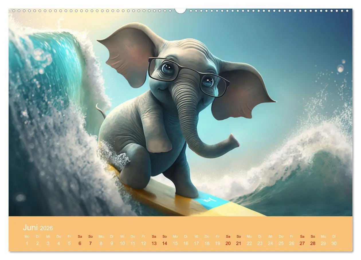 Bild: 9783457529034 | Die lustigen Dickhäuter. Ein Kalender für gute Laune (Wandkalender...