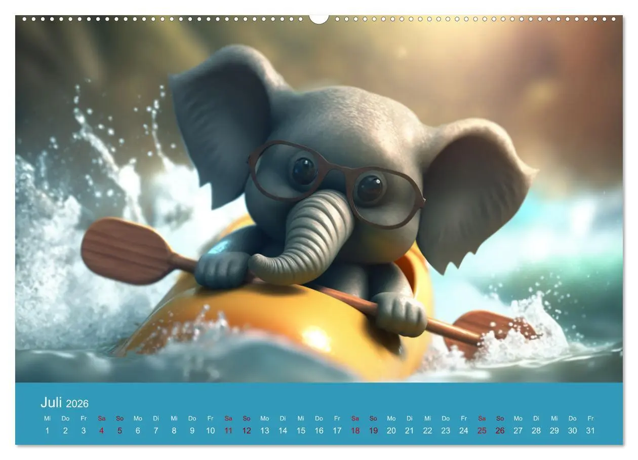 Bild: 9783457529034 | Die lustigen Dickhäuter. Ein Kalender für gute Laune (Wandkalender...