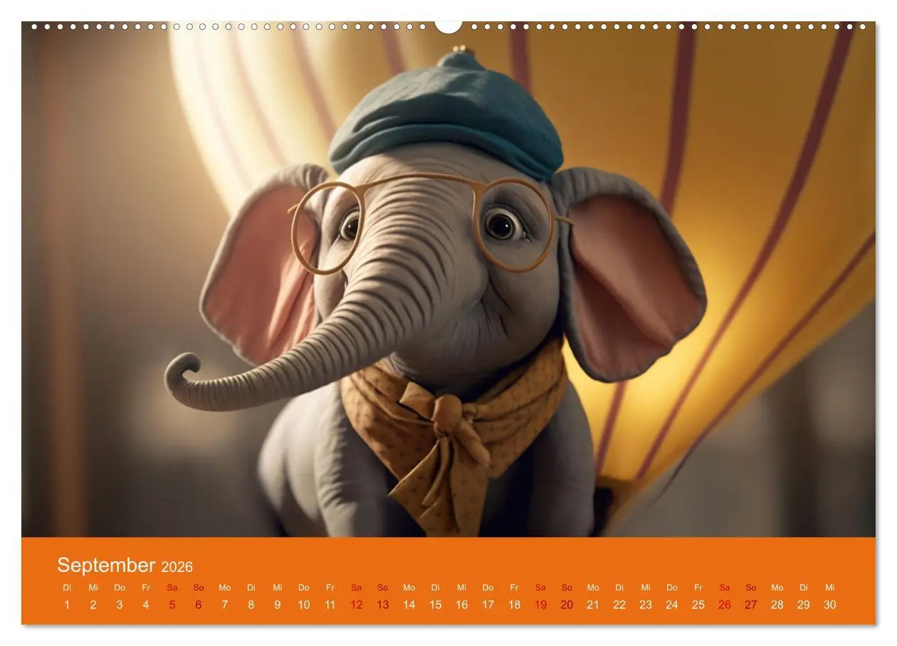 Bild: 9783457529034 | Die lustigen Dickhäuter. Ein Kalender für gute Laune (Wandkalender...