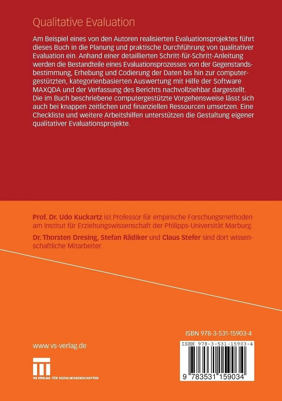 Rückseite: 9783531159034 | Qualitative Evaluation | Der Einstieg in die Praxis | Kuckartz (u. a.)