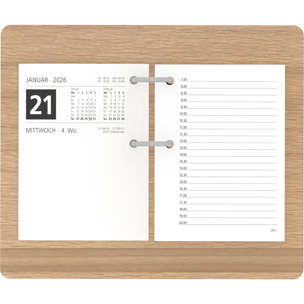 Cover: 4069095009134 | Holzuntersatz für Umlege-Kalender - 18,5x15,5 cm - mit Stiftablage...