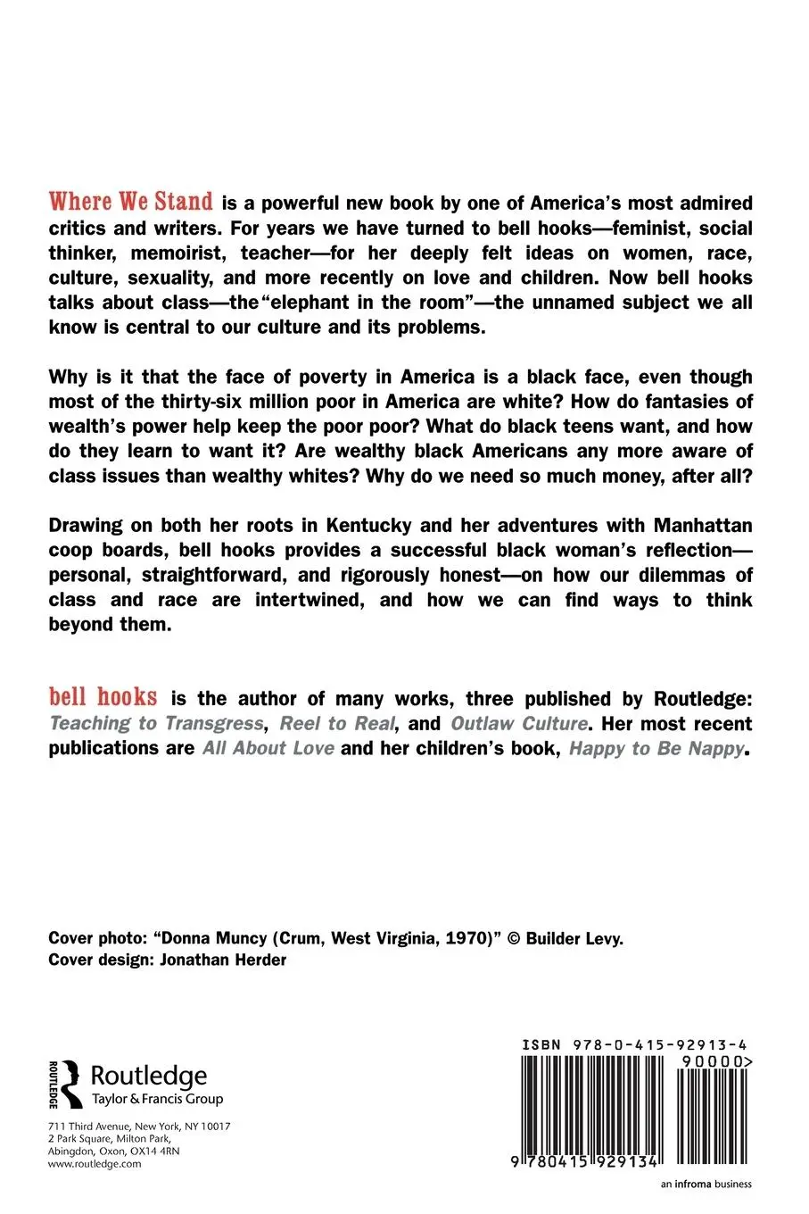 Rückseite: 9780415929134 | Where We Stand | Class Matters | Bell Hooks | Taschenbuch | Englisch