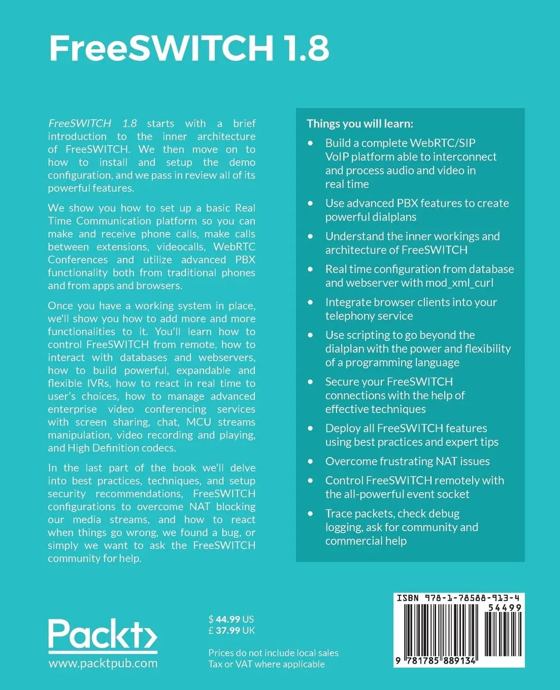 Rückseite: 9781785889134 | FreeSWITCH 1.8 | Anthony Minessale Ii (u. a.) | Taschenbuch | Englisch