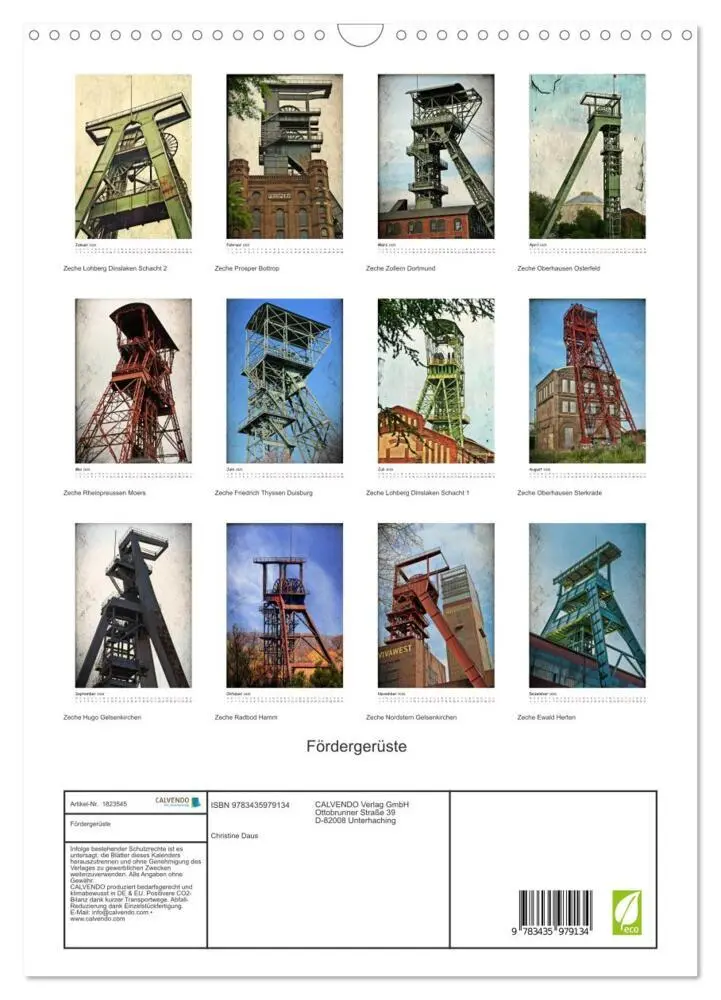 Bild: 9783435979134 | Fördergerüste (Wandkalender 2025 DIN A3 hoch), CALVENDO Monatskalender