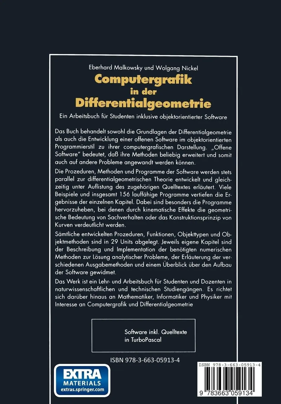 Rückseite: 9783663059134 | Computergrafik in der Differentialgeometrie | Wolfgang Nickel | Buch