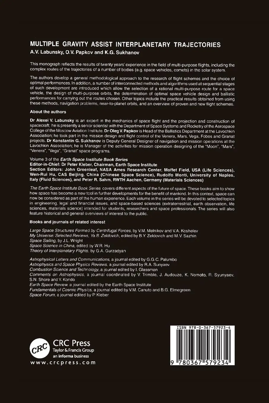Rückseite: 9780367579234 | Multiple Gravity Assist Interplanetary Trajectories | Labunsky (u. a.)