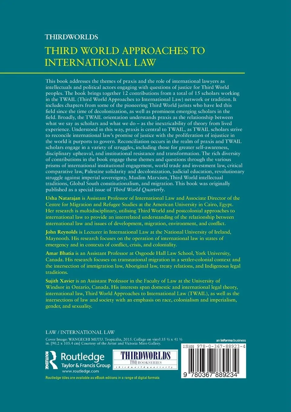 Rückseite: 9780367889234 | Third World Approaches to International Law | Usha Natarajan (u. a.)