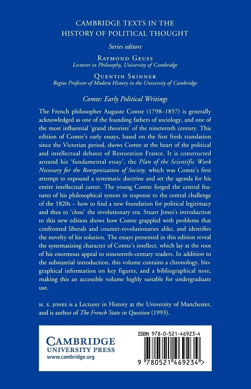 Rückseite: 9780521469234 | Comte | Early Political Writings | Auguste Comte | Taschenbuch | 2010