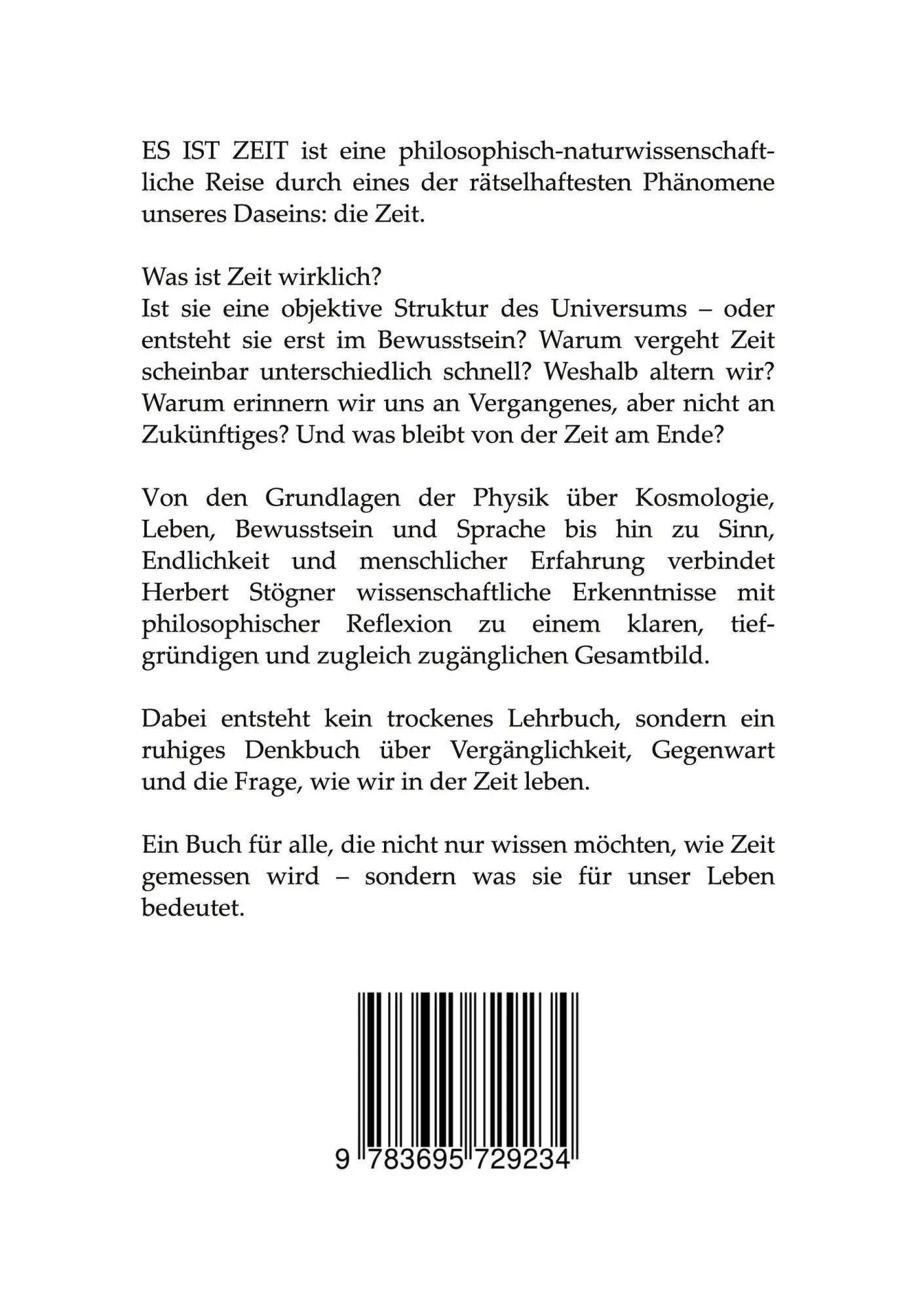 Rückseite: 9783695729234 | Es ist Zeit | Ein naturphilosophischer Blick auf Zeit | Stögner | Buch