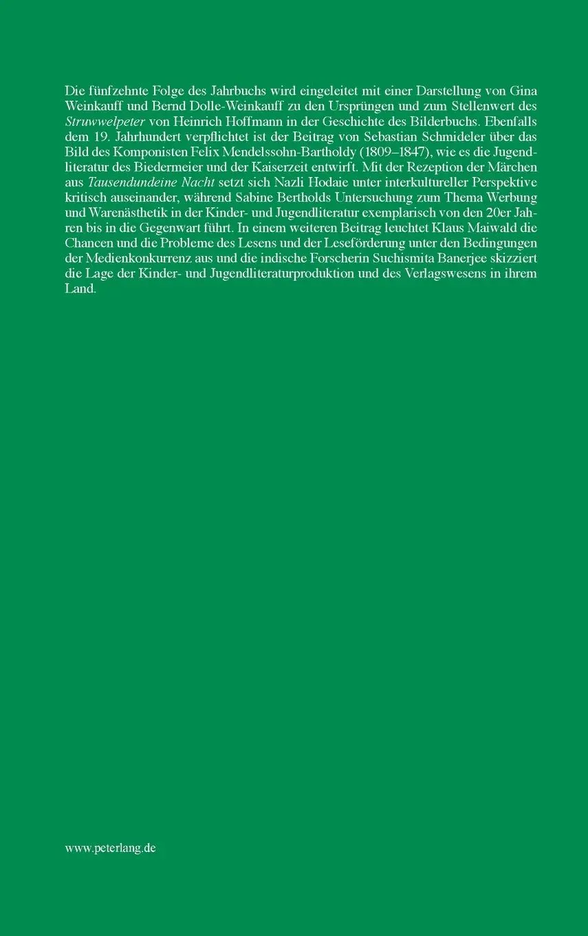 Rückseite: 9783631599334 | Kinder- und Jugendliteraturforschung 2008/2009 | Ewers-Uhlmann (u. a.)