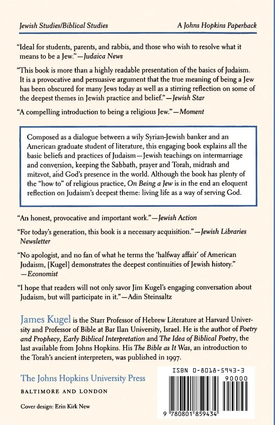 Rückseite: 9780801859434 | On Being a Jew | James L. Kugel | Taschenbuch | Englisch | 1998