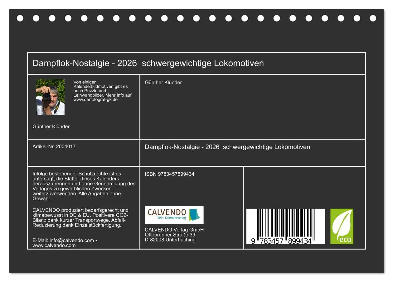 Bild: 9783457899434 | Dampflok-Nostalgie - 2026 schwergewichtige Lokomotiven...