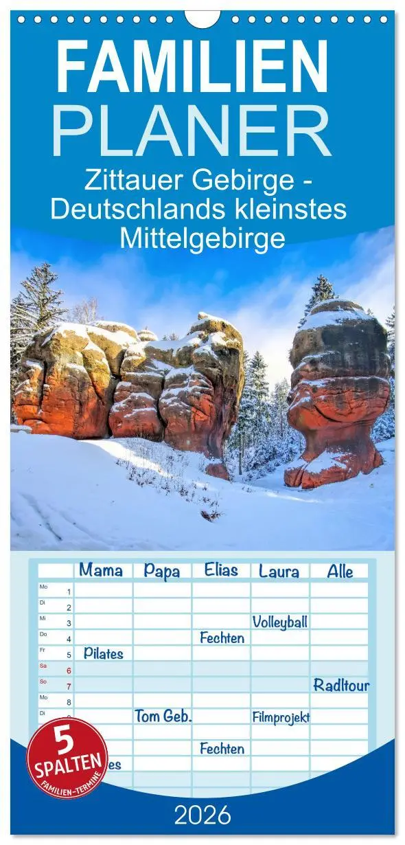 Cover: 9783516509434 | Familienplaner 2026 - Zittauer Gebirge - Deutschlands kleinstes...