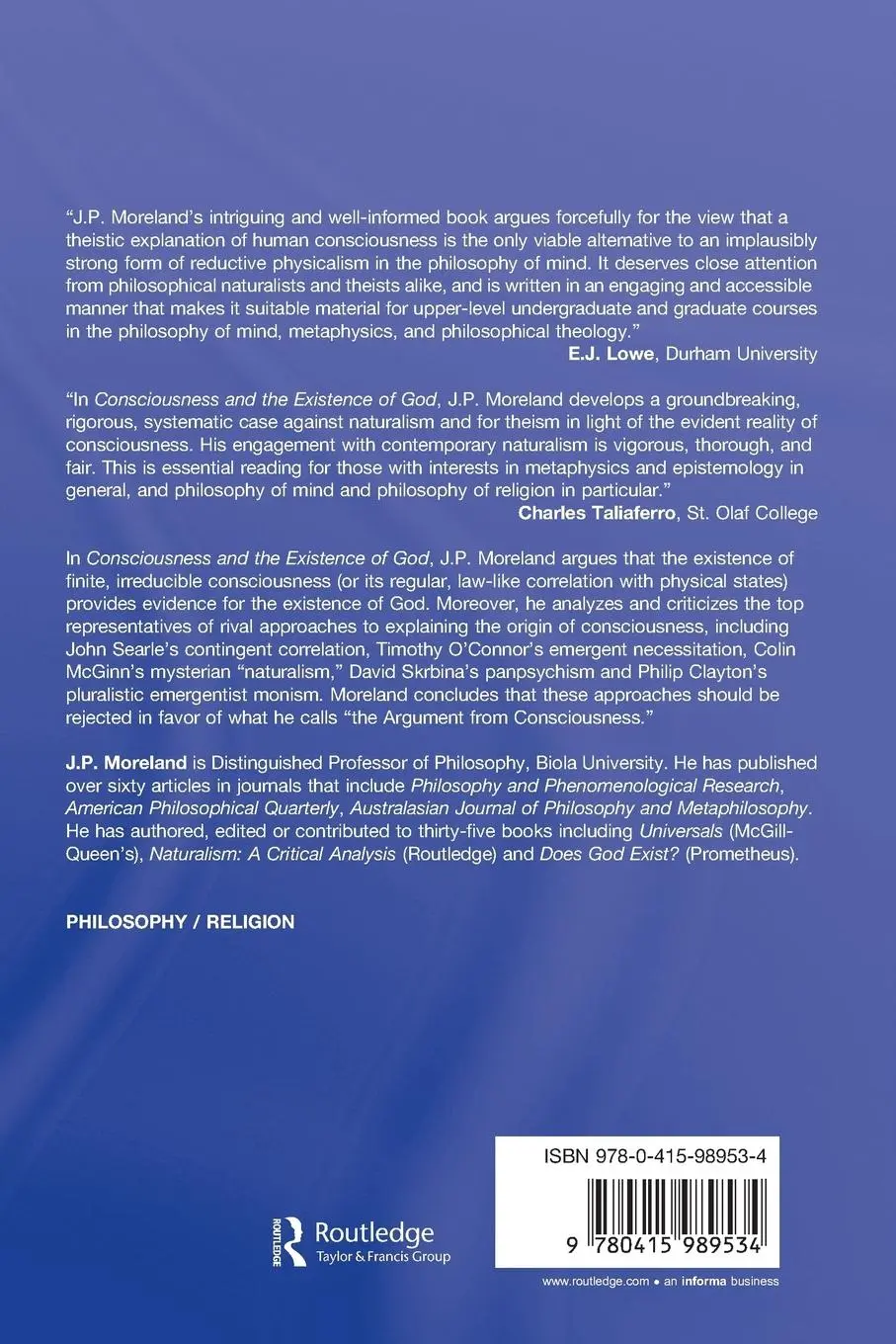 Rückseite: 9780415989534 | Consciousness and the Existence of God | A Theistic Argument | Buch