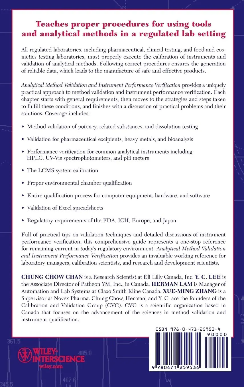 Rückseite: 9780471259534 | Analytical Method Validation and Instrument Performance Verification