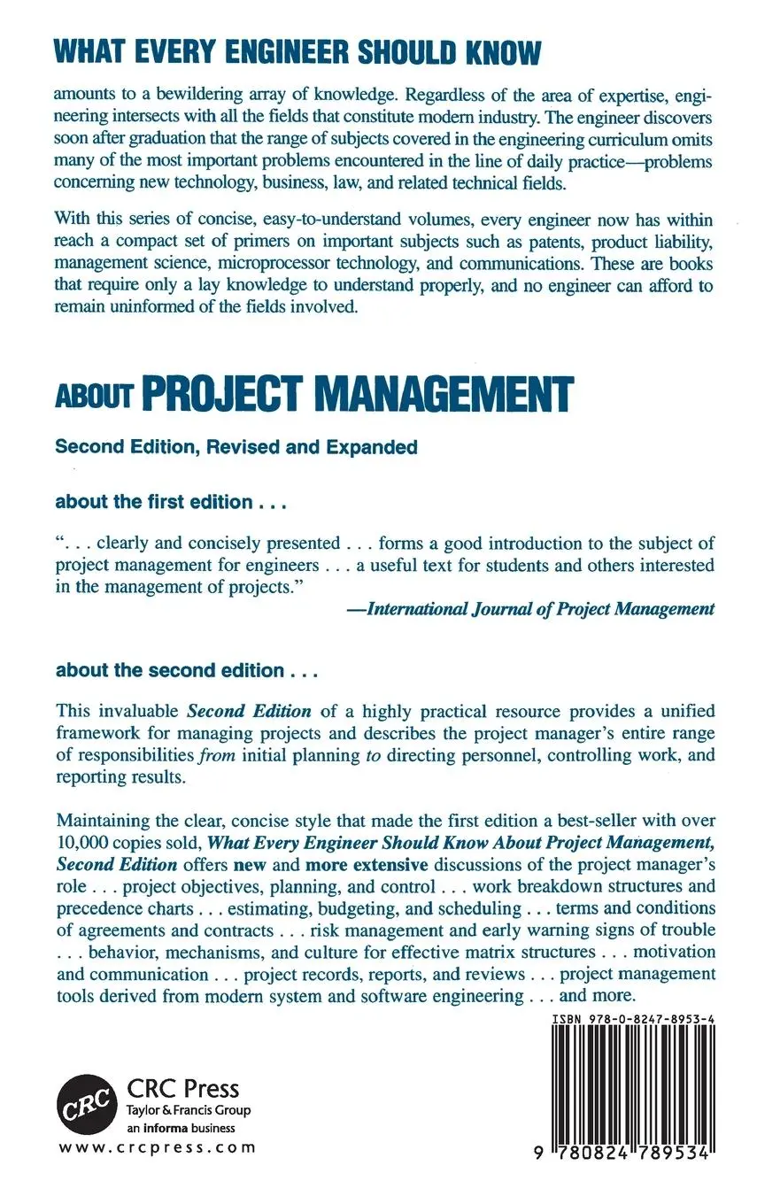 Rückseite: 9780824789534 | What Every Engineer Should Know About Project Management | Buch | 1994