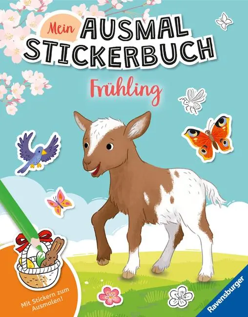 Cover: 9783473489534 | Mein Ausmalstickerbuch - Frühling | Christine Faust | Taschenbuch