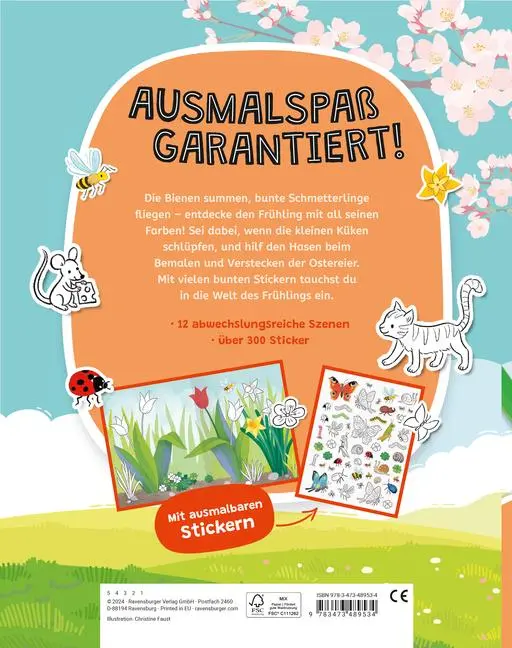 Bild: 9783473489534 | Mein Ausmalstickerbuch - Frühling | Christine Faust | Taschenbuch