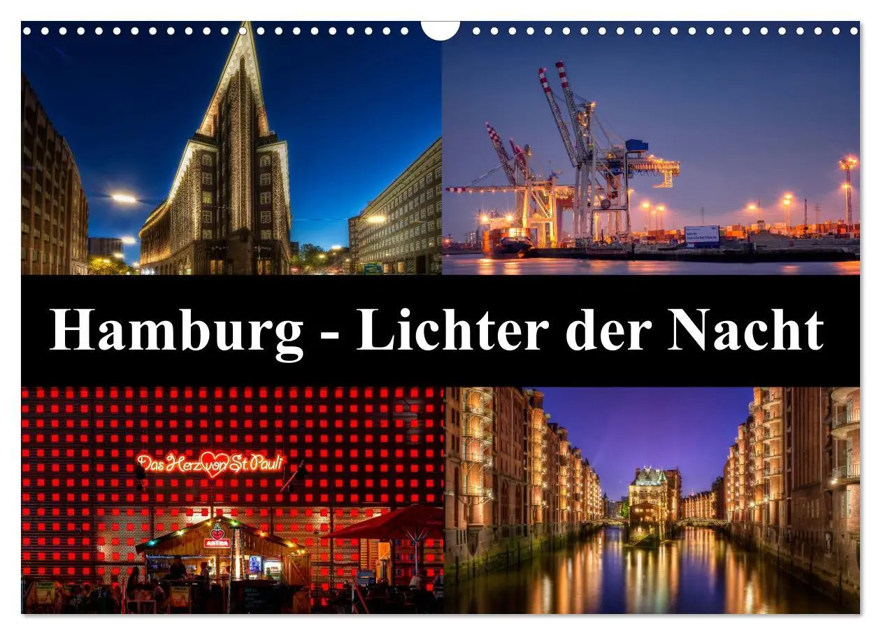 Cover: 9783516049534 | Hamburg - Lichter der Nacht (Wandkalender 2026 DIN A3 quer),...