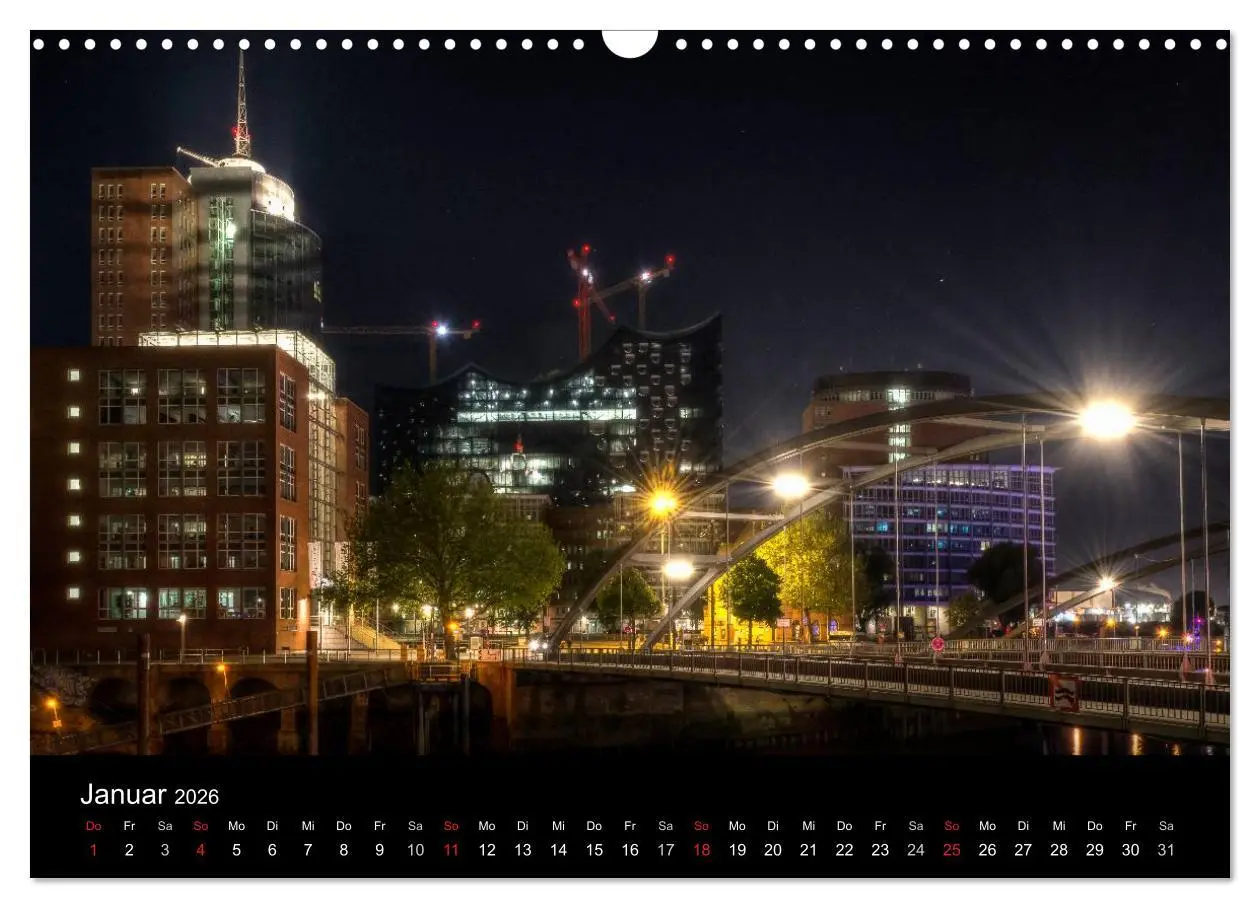 Bild: 9783516049534 | Hamburg - Lichter der Nacht (Wandkalender 2026 DIN A3 quer),...