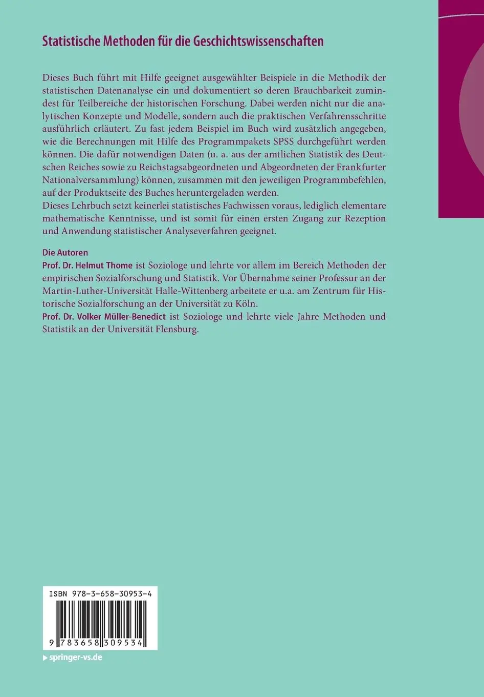Rückseite: 9783658309534 | Statistische Methoden für die Geschichtswissenschaften | Taschenbuch